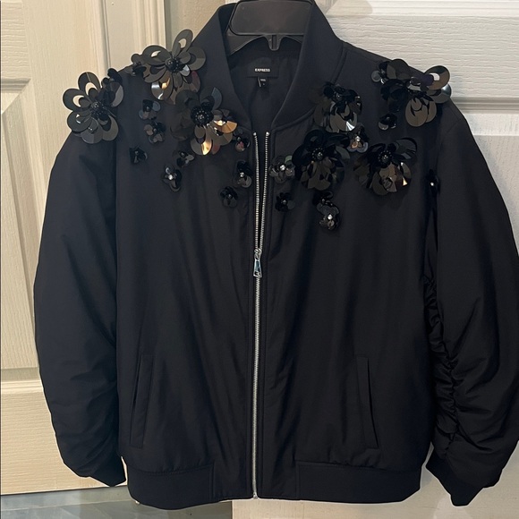 Express Black Jacket with Floral Accents - Picture 1 of 3